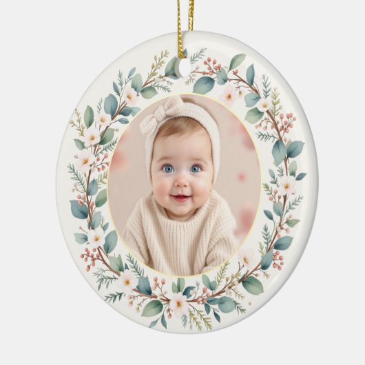 Baby's First Christmas Photo Keramisch Ornament (Links)