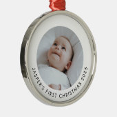 Baby's First Christmas Photo Metalen Ornament (Rechts)