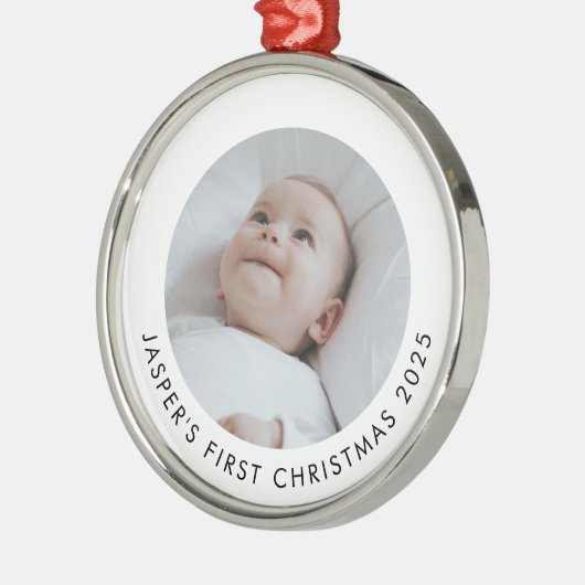 Baby's First Christmas Photo Metalen Ornament (Links)