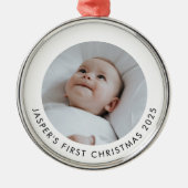 Baby's First Christmas Photo Metalen Ornament (Voorkant)