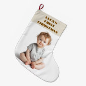 Baby's First Christmas  Photo & Name Stocking Grote Kerstsok (Voorkant (Hangend))