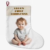 Baby's First Christmas  Photo & Name Stocking Grote Kerstsok (Voorkant)