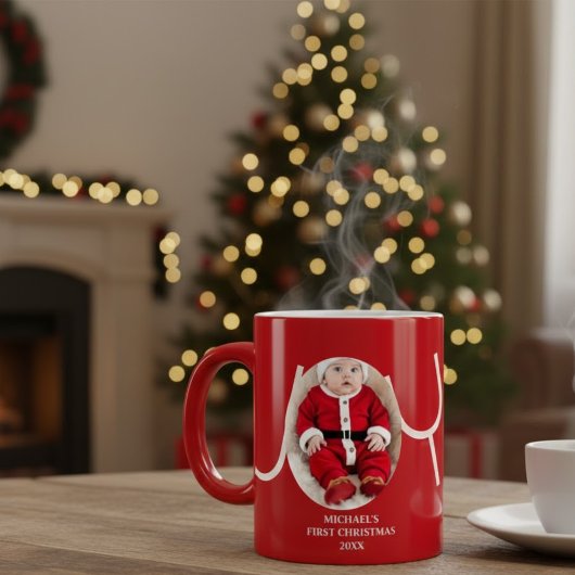 Baby's First Christmas Photo Red Coffee Mug Grote Koffiekop