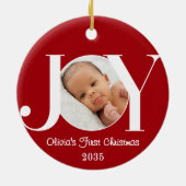 Baby's First Christmas Photo Red Keramisch Ornament (Achterkant)
