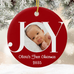 Baby's First Christmas Photo Red Keramisch Ornament