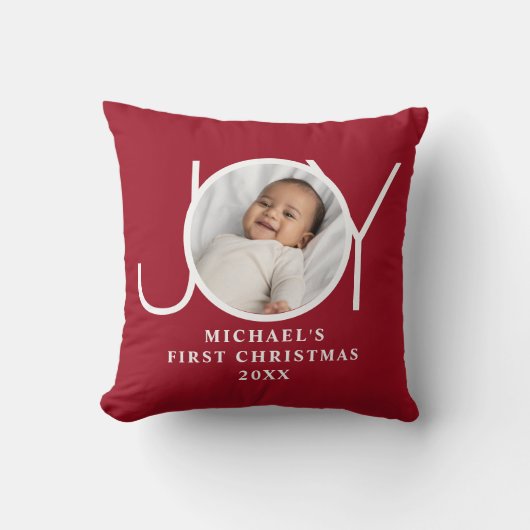 Baby's First Christmas Photo Red Kussen (Voorkant)