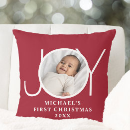 Baby's First Christmas Photo Red Kussen
