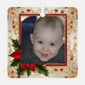 Baby's First Christmas Photo Template Metalen Ornament (Achterkant)