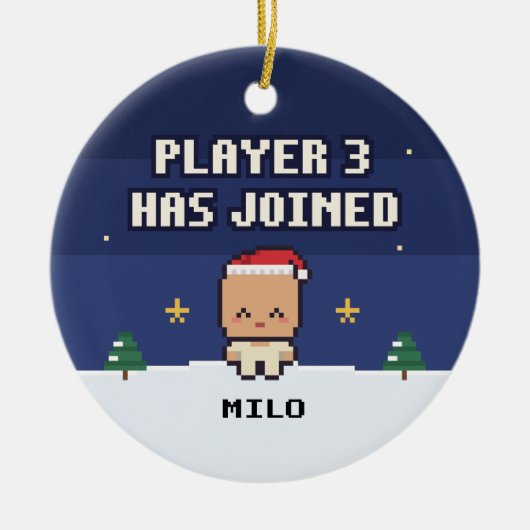 Baby's First Christmas Player 3 Pixel Ornament (Voorkant)