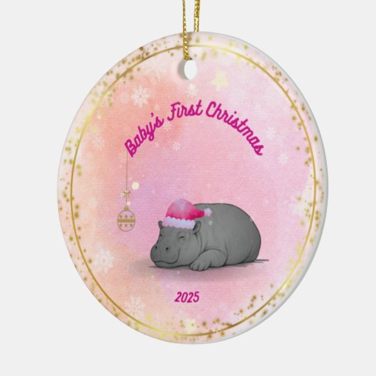 Baby's First Christmas - Porcelain Hippo Ornament (Links)