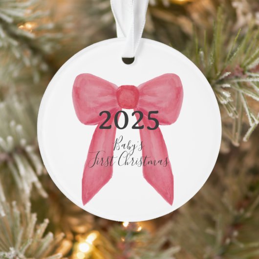 Baby's First Christmas Red Bow Photo Ornament (Boom)