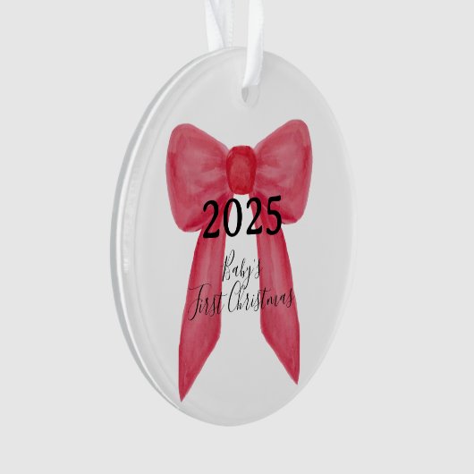 Baby's First Christmas Red Bow Photo Ornament (voorkant)