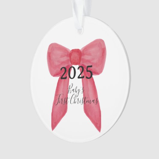 Baby's First Christmas Red Bow Photo Ornament (voorkant)