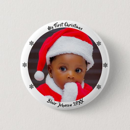 Baby's First Christmas Ronde Button 5,7 Cm (Voorkant)