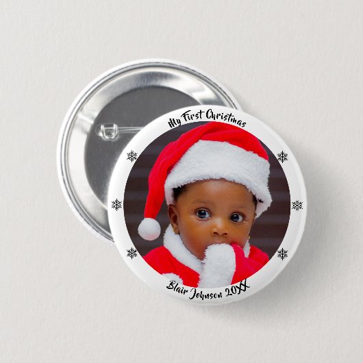 Baby's First Christmas Ronde Button 5,7 Cm (Voorkant /achterkant)