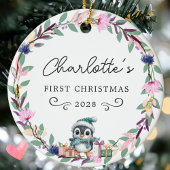Baby's First Christmas - Rustieke Krans & Foto Keramisch Ornament