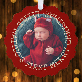 Baby's First Christmas Schattige  Uw foto toevoege Ornament Kaart