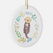Baby's First Christmas Sea Otter Mom Baby Custom Keramisch Ornament (Rechts)