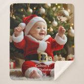 Baby's First Christmas Sherpa Blanket Custom Photo Sherpa Deken (Voorkant)