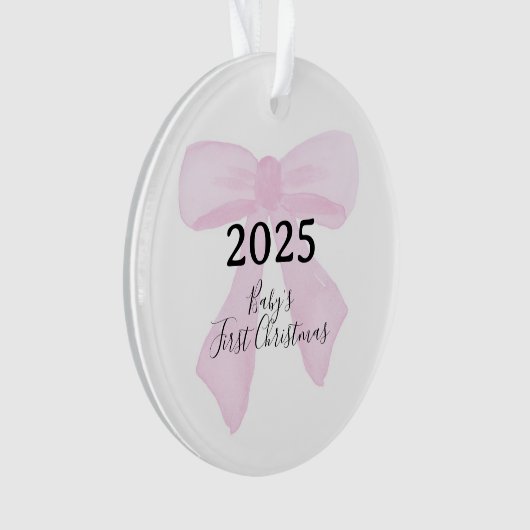 Baby's First Christmas YEAR Pink Bows Ornament (voorkant)