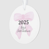 Baby's First Christmas YEAR Pink Bows Ornament (voorkant)