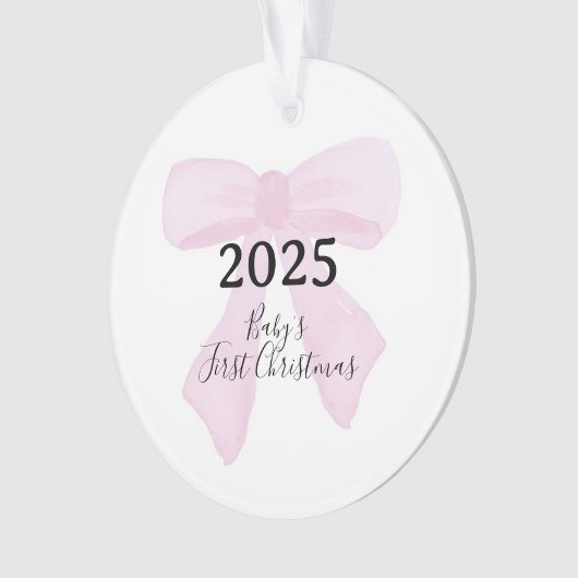 Baby's First Christmas YEAR Pink Bows Ornament (voorkant)