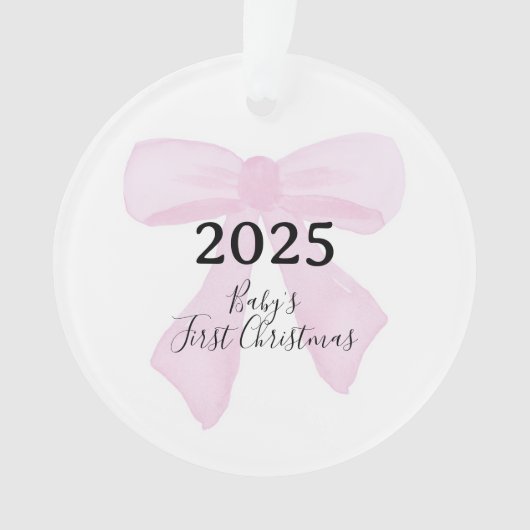 Baby's First Christmas YEAR Pink Bows Ornament (voorkant)