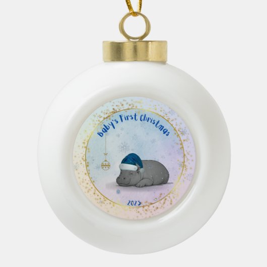 Baby's First ChristmPygmy Hippo Christmas Ornament (Voorkant)
