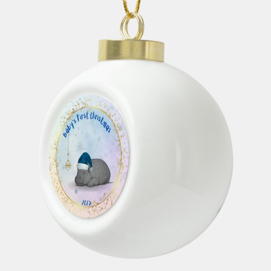 Baby's First ChristmPygmy Hippo Christmas Ornament (Rechts)