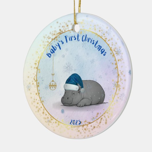 Baby's First ChristmPygmy Hippo Christmas Ornament (Links)