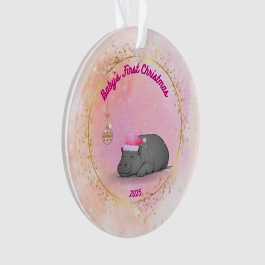 Baby's First ChristmPygmy Hippo Christmas Ornament (voorkant)