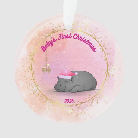 Baby's First ChristmPygmy Hippo Christmas Ornament (voorkant)