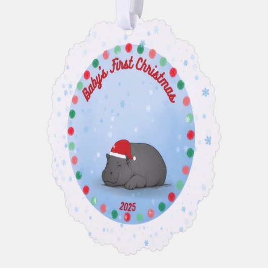 Baby's First Chritmas - Paper Ornament - Hippo (Links)