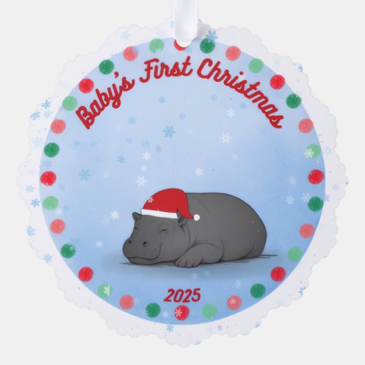 Baby's First Chritmas - Paper Ornament - Hippo Kaart (Achterkant)
