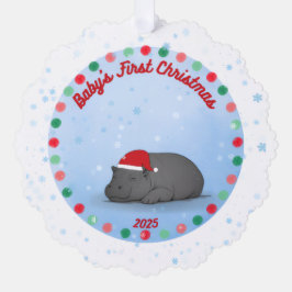 Baby's First Chritmas - Paper Ornament - Hippo Kaart