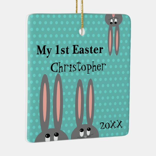 Babys First Easter Bunny Specialized Blauwgroen Bl Keramisch Ornament (Rechts)