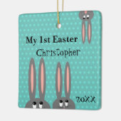 Babys First Easter Bunny Specialized Blauwgroen Bl Keramisch Ornament (Links)