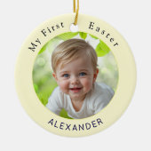 Baby's First Easter Elegant Foto Aandenken Geel Keramisch Ornament (Voorkant)