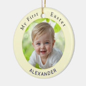 Baby's First Easter Elegant Foto Aandenken Geel Keramisch Ornament (Links)