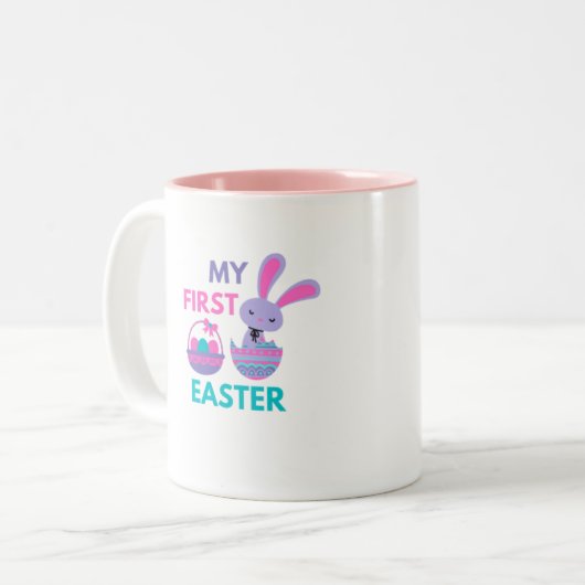 Babys First Easter Funny Rabbit Coffee Mok (Voorkant links)