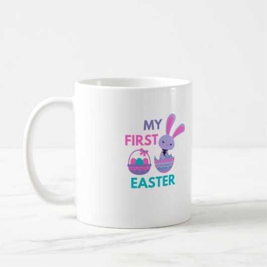 Babys First Easter Funny Rabbit Koffiemok (Links)