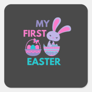 Babys First Easter Funny Rabbit Vierkante Sticker
