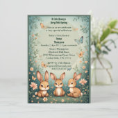 Babys First Easter Pastel Green Spring Bunny Party Kaart (Staand voorkant)