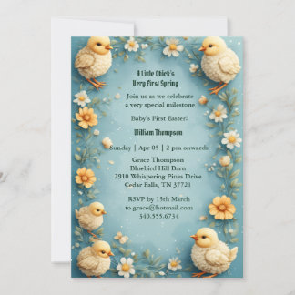 Babys First Easter Pastel Green Spring Chick Party Kaart