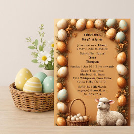 Babys First Easter Pastel Green Spring Lamb Party Kaart