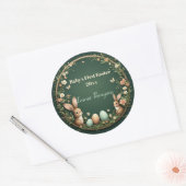 Baby's First Easter Spring Wreath Woodland Animals Ronde Sticker (Envelop)