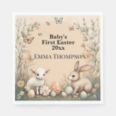 Baby's First Easter Woodland Animals Bunny Lamb Servet (Voorkant)