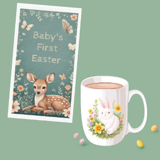 Baby's First Easter Woodland Animals Deer Spring  Servet