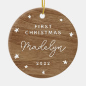 Baby's First Faux Wood Foto Keramisch Ornament (Voorkant)