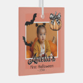Baby's First Halloween Pumpkin Bats Photo Glas Ornament (Voorkant Rechts)